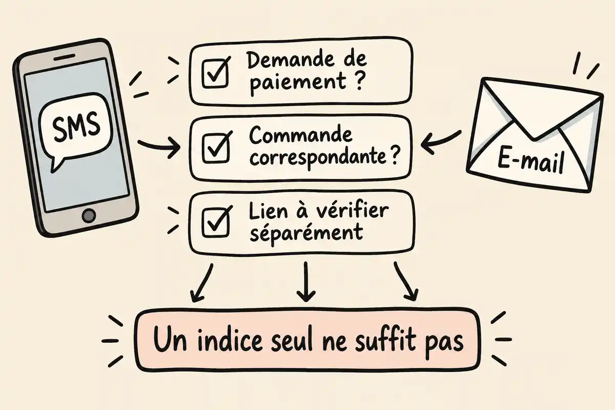 Un SMS attribué à Chronopost se vérifie en croisant la demande formulée avec la commande ; aucun indice isolé ne prouve son authenticité.