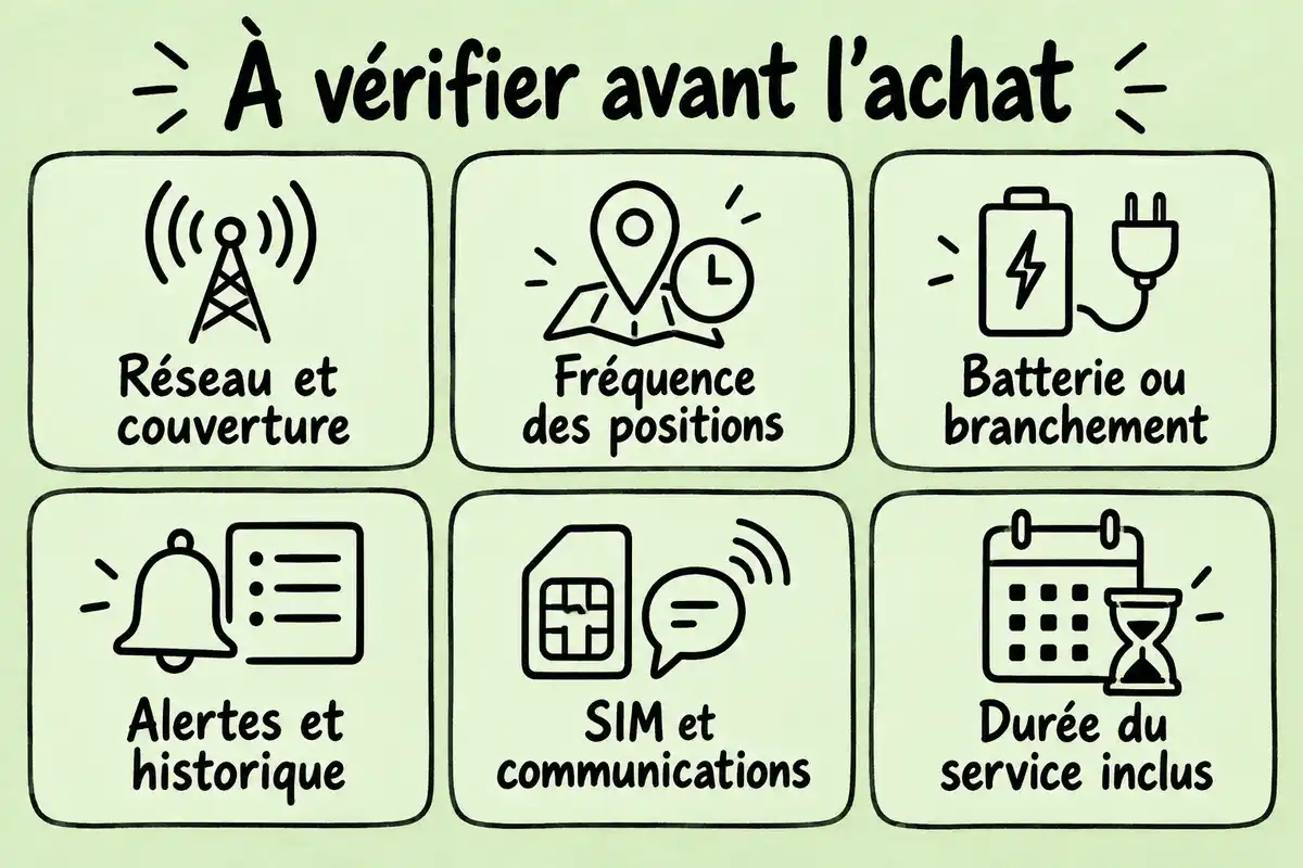 Comparer un traceur selon l’usage prévu suppose de vérifier réseau, fréquence, alimentation, alertes, communications SIM et durée du service inclus.