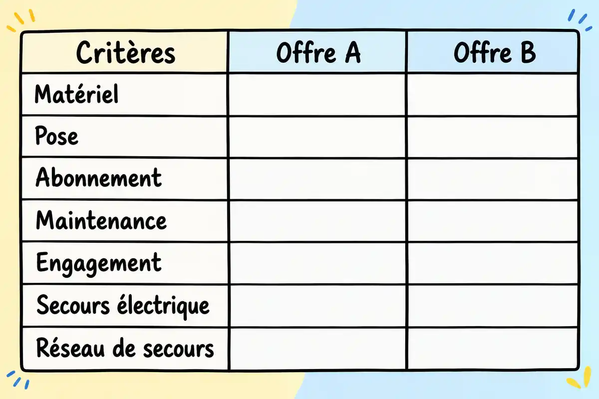 Comparer deux offres à partir des mêmes critères aide à vérifier leurs équipements, services et dépendances techniques.