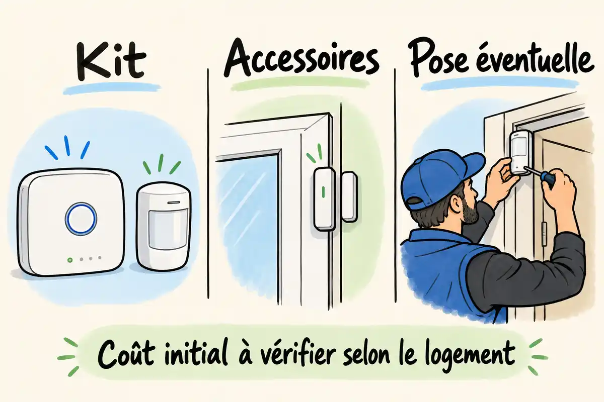 Le coût initial d’une alarme sans fil peut inclure le kit, des accessoires et une pose éventuelle, selon le logement.