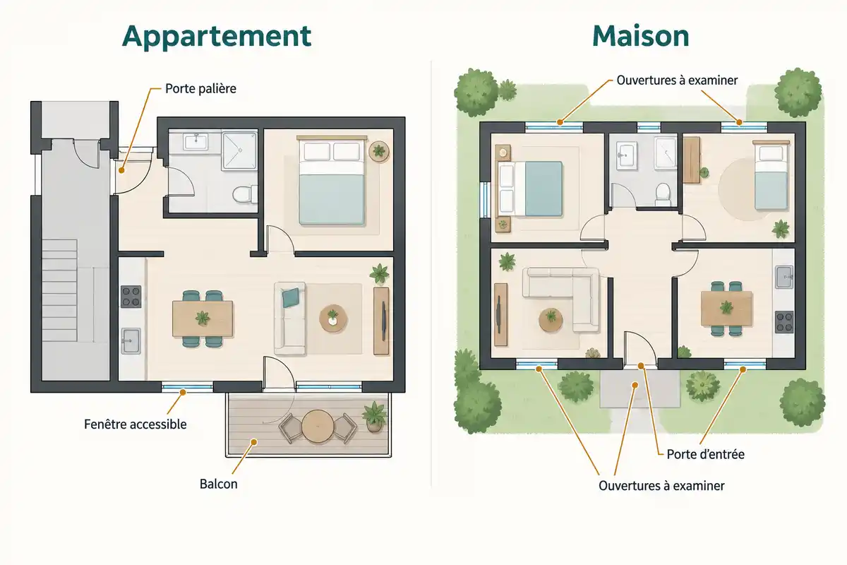 Repérer les accès empruntables dans un appartement ou une maison aide à choisir les détecteurs adaptés au logement.