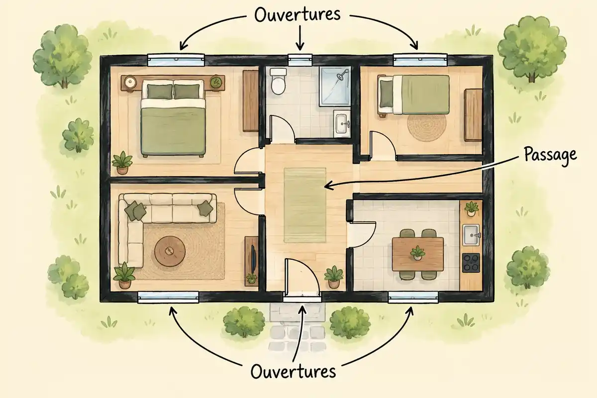 Pour comparer des devis, repérez les ouvertures et passages du logement afin d’estimer les zones à équiper.